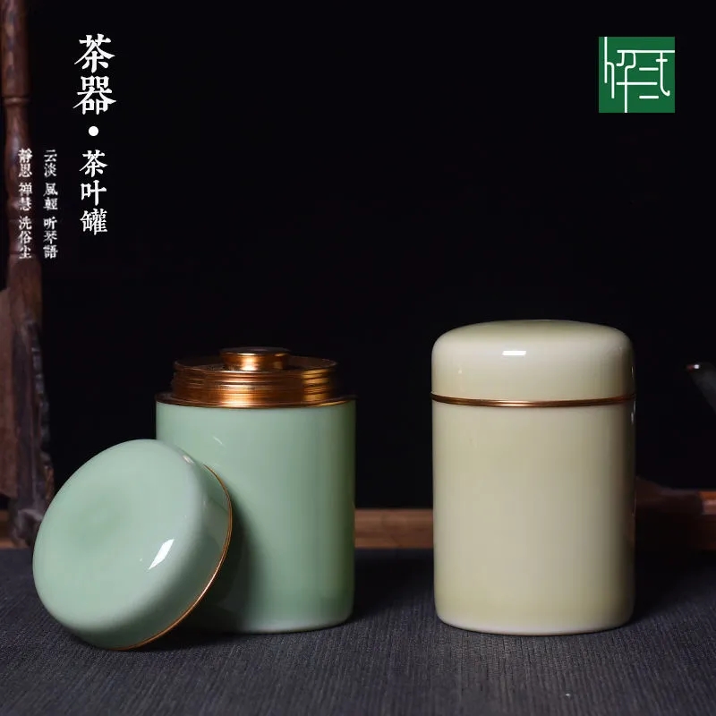 广东旅行便携茶叶罐陶瓷密封罐大号家用存储罐